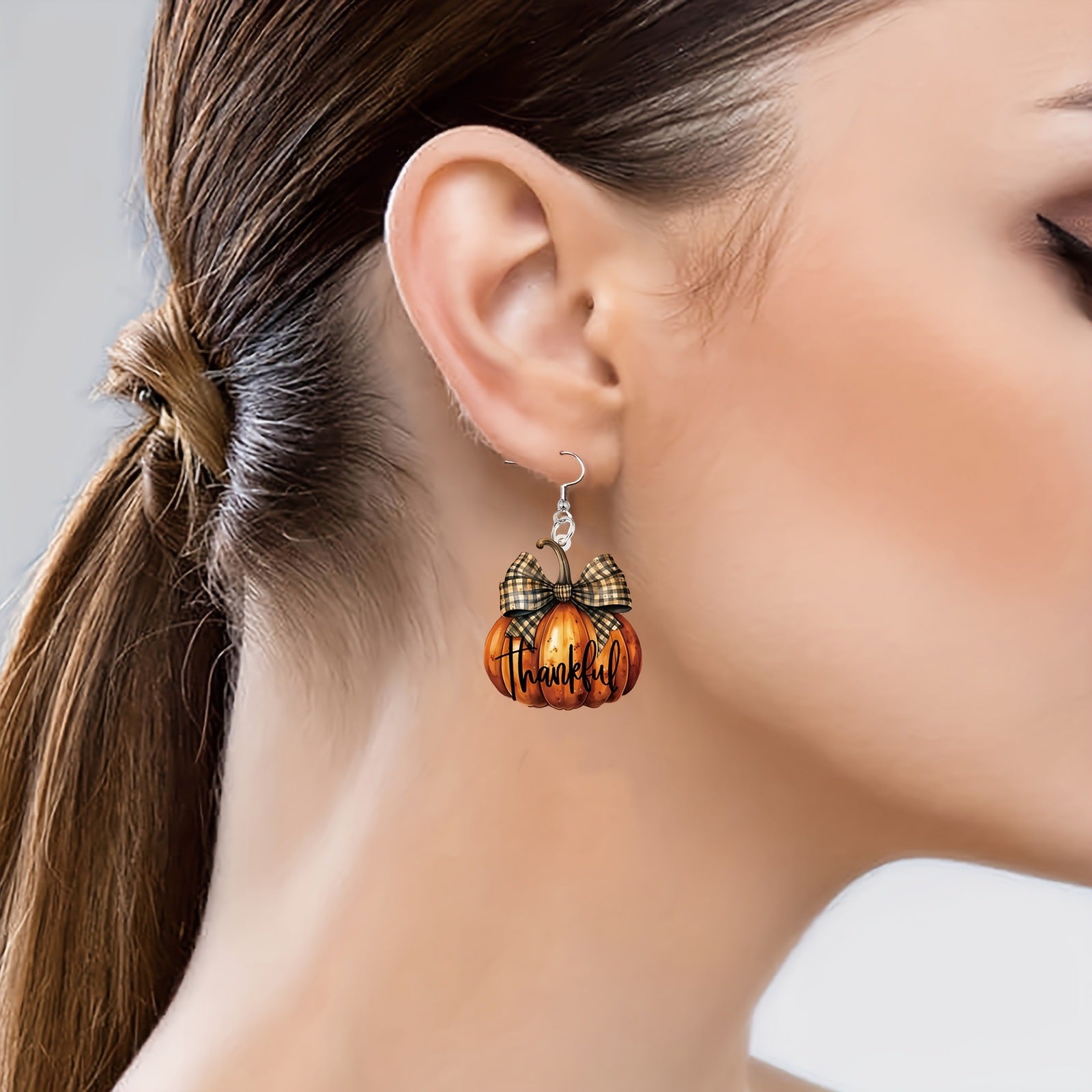 Wholesale Pumpkin Bow Earrings Flat Acrylic Earrings